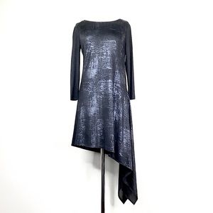 Solar Sukienka Sheer Black Metallic Asym Dress XS
